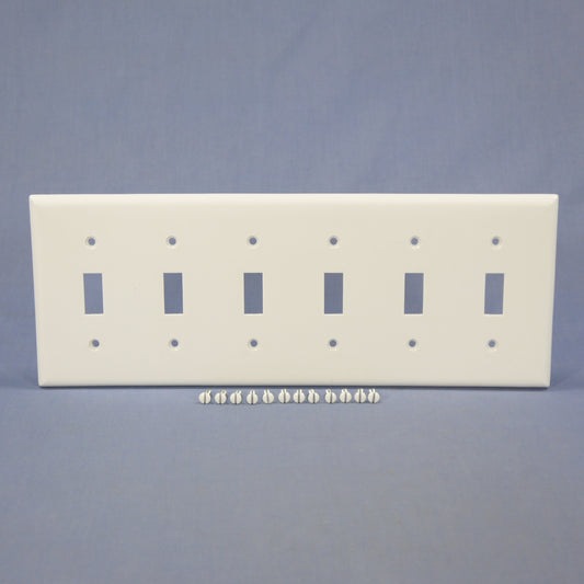 Eagle 2156W White 6-Gang Toggle Switch Plastic Standard Wallplate Cover Plate