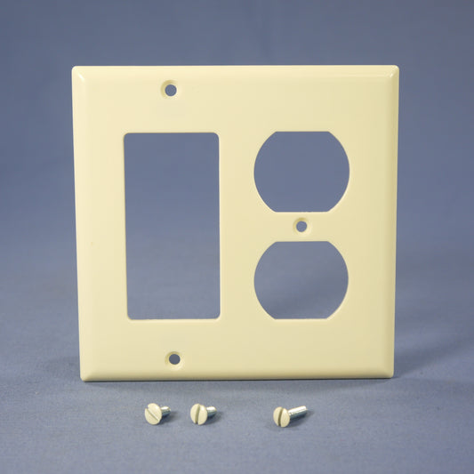 Eagle 2157A Almond 2-Gang Duplex Outlet Decorator GFI Plastic Standard Wallplate
