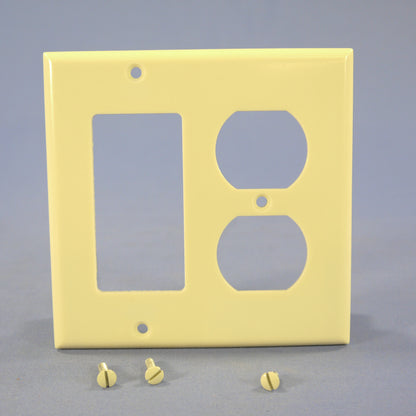 Eagle 2157V Ivory 2-Gang Duplex Outlet Decorator GFCI Plastic Standard Wallplate