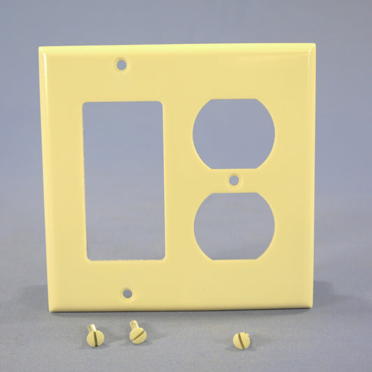 Eagle 2157V Ivory 2-Gang Duplex Outlet Decorator GFCI Plastic Standard Wallplate