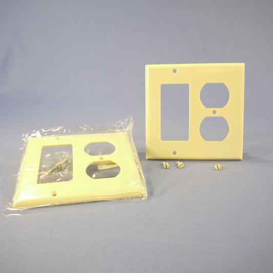 Eagle 2157V Ivory 2-Gang Duplex Decorator Plastic Standard Wallplate Cover 2pcs