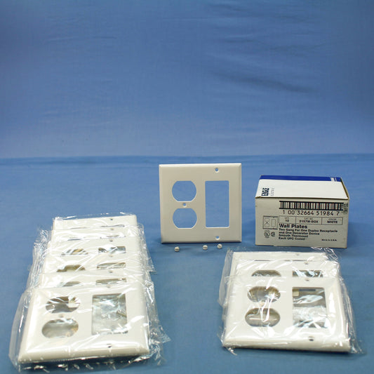Eagle 2157W White 2-Gang Duplex Decorator Plastic Standard Wallplate Cover 10pcs