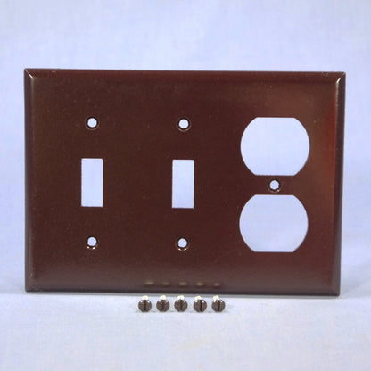 Eagle 2158B Brown 3-Gang Toggle Switch Duplex Outlet Plastic Standard Wallplate