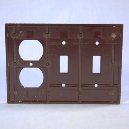 Eagle 2158B Brown 3-Gang Toggle Switch Duplex Outlet Plastic Standard Wallplate