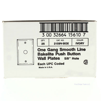 Eagle 2159V Ivory 1-Gang Telephone .625" Hole Plastic Wallplate Box Mount 25pcs