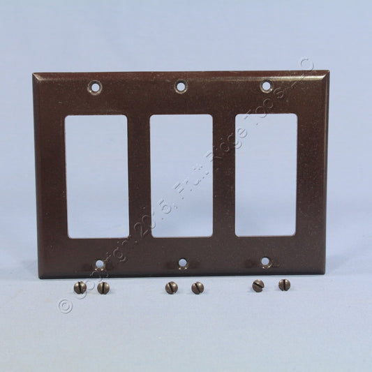 Eagle 2163B Brown 3-Gang Decorator Plastic Standard Wallplate Cover Faceplate