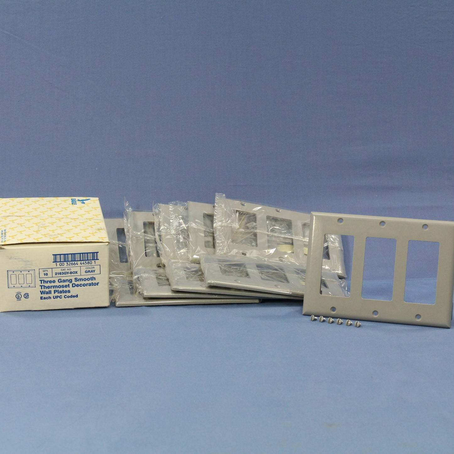 Eagle 2163GY Gray 3-Gang Decorator GFCI Plastic Standard Wallplate Covers 10pcs
