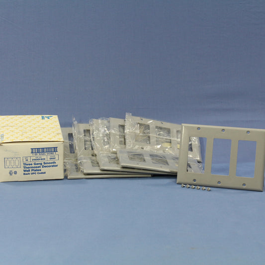 Eagle 2163GY Gray 3-Gang Decorator GFCI Plastic Standard Wallplate Covers 10pcs