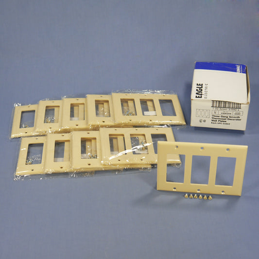 Eagle 2163V Ivory Standard Decorator 3G Thermoset Wallplate GFCI Covers 10-Pack