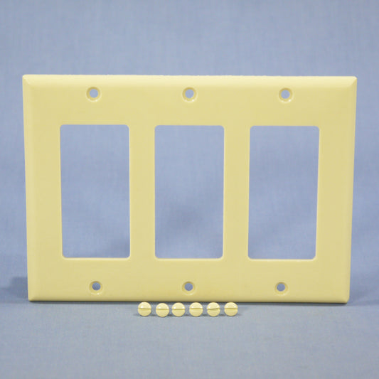 Eagle 2163V Ivory 3-Gang Decorator GFCI GFI Plastic Standard Wallplate Cover