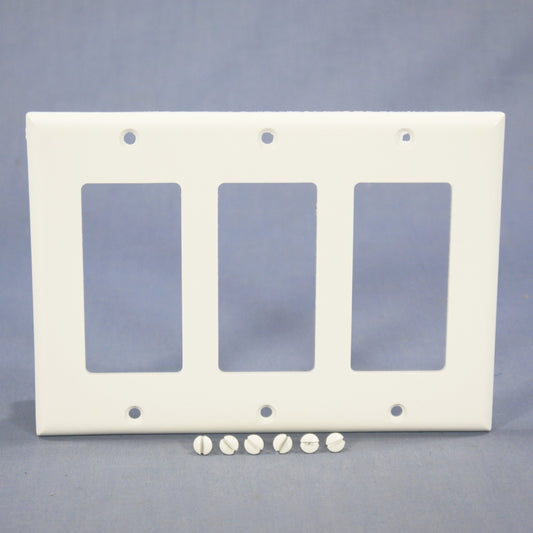 Eagle 2163W White 3-Gang Decorator GFCI GFI Plastic Standard Wallplate Cover