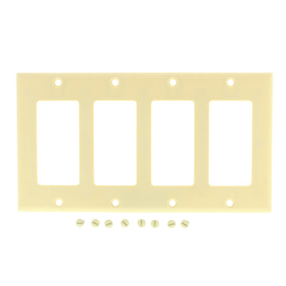 Eagle 2164V Ivory 4-Gang Decorator GFCI GFI Plastic Standard Wallplate Cover
