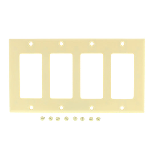 Eagle 2164V Ivory 4-Gang Decorator GFCI GFI Plastic Standard Wallplate Cover