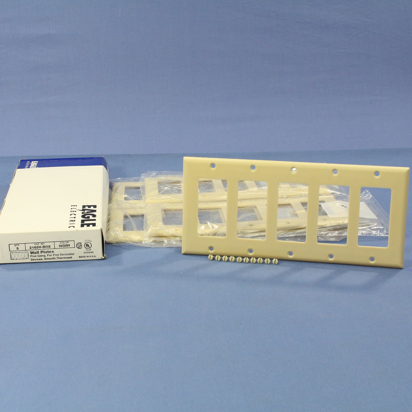 Eagle 2165V Ivory 5-Gang Decorator GFCI GFI Plastic Standard Wallplate Cover 5pc