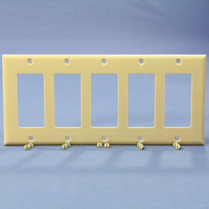 Eagle 2165V Ivory 5-Gang Decorator GFCI GFI Plastic Standard Wallplate Cover 5pc