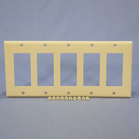 Eagle 2165V Ivory 5-Gang Decorator GFCI GFI Plastic Standard Wallplate Cover