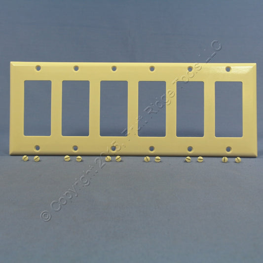 Eagle 2166V Ivory 6-Gang Decorator Rocker GFCI GFI Cover Thermoset Wallplate