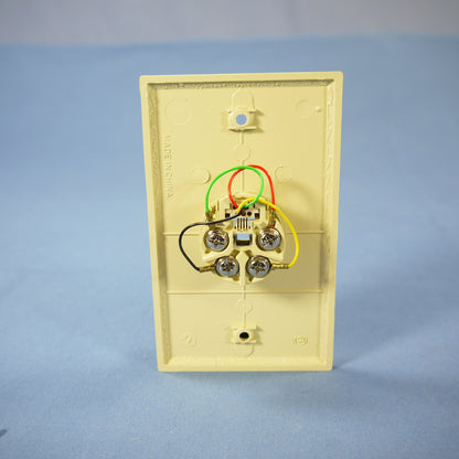 Eagle Ivory Flush Mount Phone Jack Wall Plate 4-Conductor Telephone 3532-4V