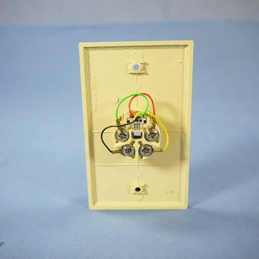 Eagle Ivory Flush Mount Phone Jack Wall Plate 4-Conductor Telephone 3532-4V