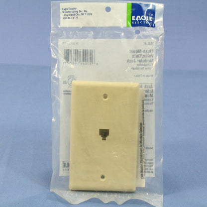 Eagle 3532-6V Ivory 1-Gang Phone Jack Unbreakable Nylon Standard Wallplate Cover