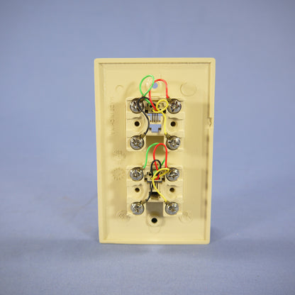 Eagle 3546-4V Ivory Flush Type 625B4 4-Conductor Two Telephone Jack 1G Wallplate