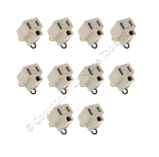 10 Eagle Gray 3-Prong Plug Outlet Cord Adapters Grounding Polarized 15A 419GY