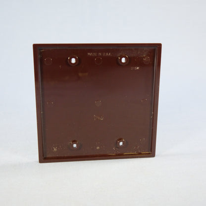 Eagle 5137B Brown 2-Gang Blank Unbreakable Standard Wallplate Cover Box Mount