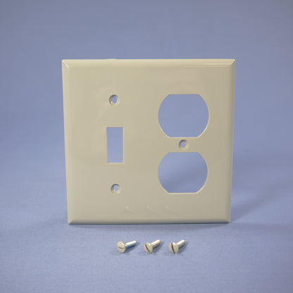 Eagle 5138GY Gray 2-Gang Toggle Switch Duplex Outlet Unbreakable Wallplate Cover