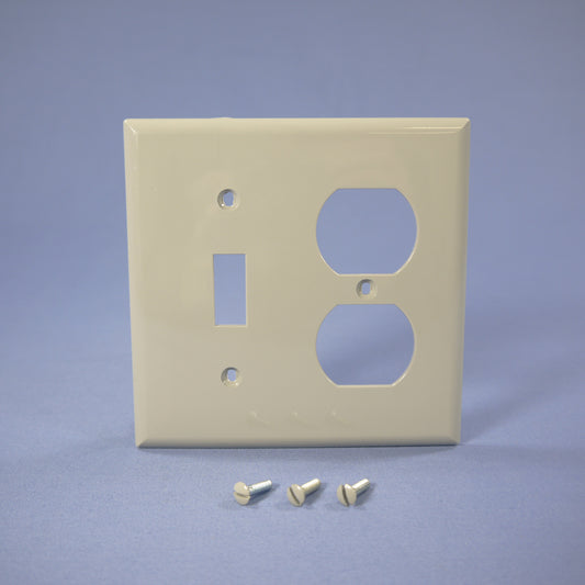 Eagle 5138GY Gray 2-Gang Toggle Switch Duplex Outlet Unbreakable Wallplate Cover