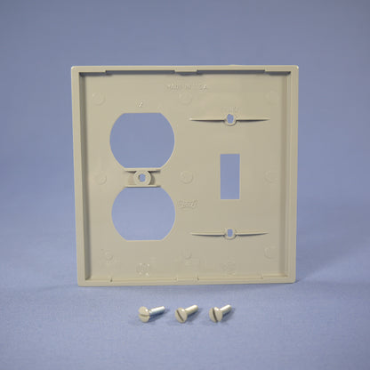 Eagle 5138GY Gray 2-Gang Toggle Switch Duplex Outlet Unbreakable Wallplate Cover