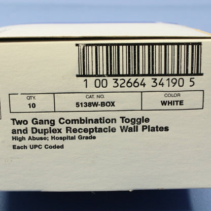 Eagle 5138W White 2-Gang Toggle Duplex Unbreakable Nylon Wallplate Cover 10pcs