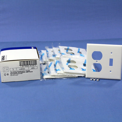 Eagle 5138W White 2-Gang Toggle Duplex Unbreakable Nylon Wallplate Cover 10pcs