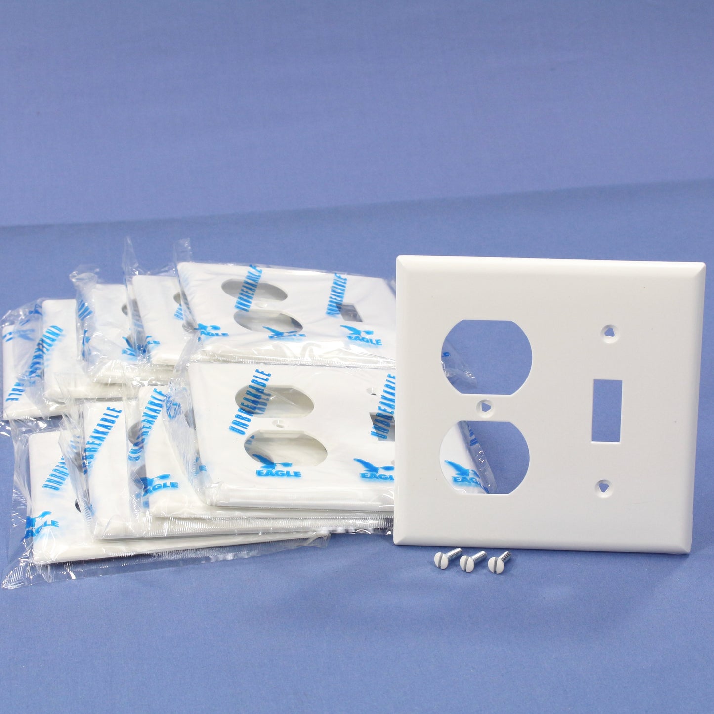 Eagle 5138W White 2-Gang Toggle Duplex Unbreakable Nylon Wallplate Cover 10pcs
