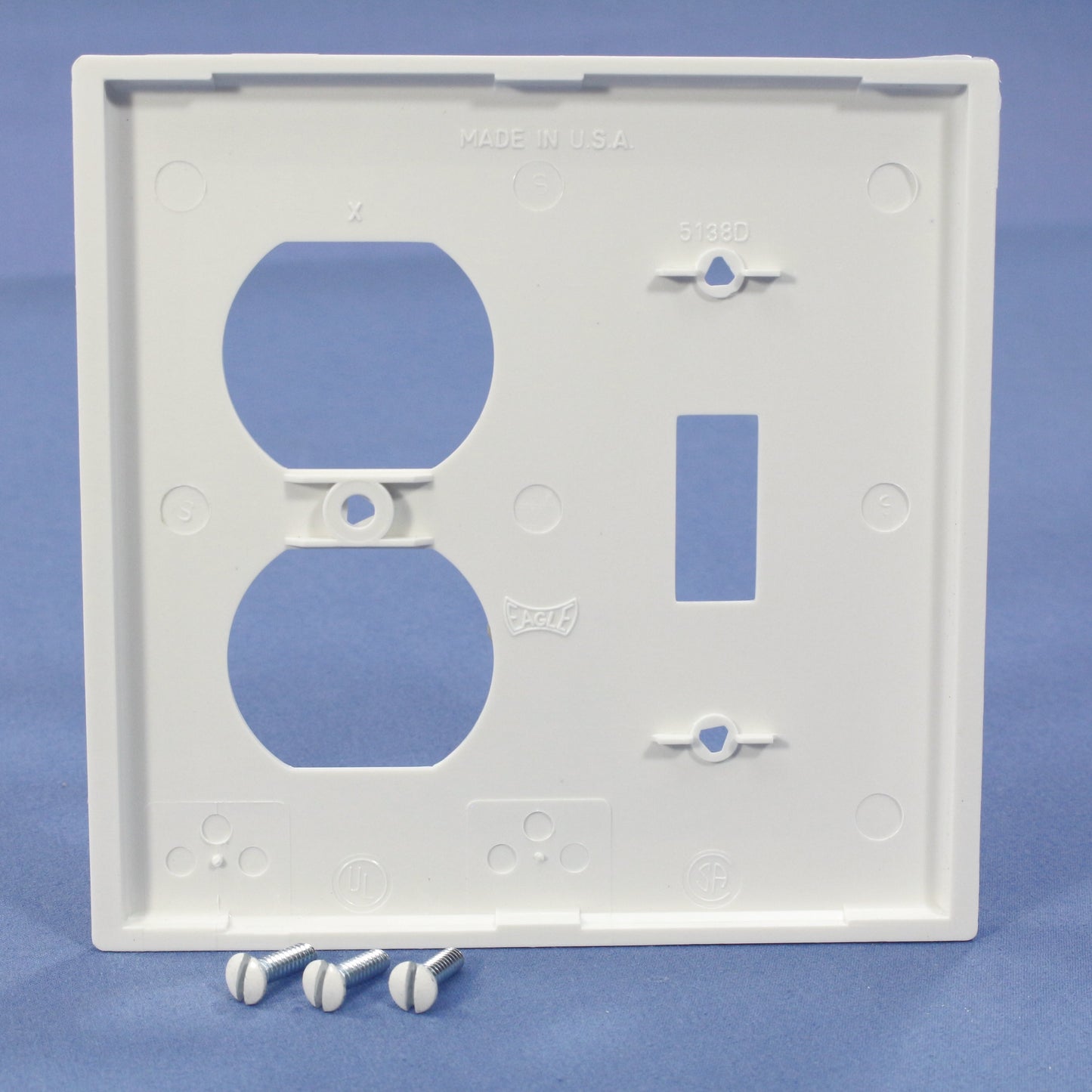 Eagle 5138W White 2-Gang Toggle Duplex Unbreakable Nylon Wallplate Cover 10pcs