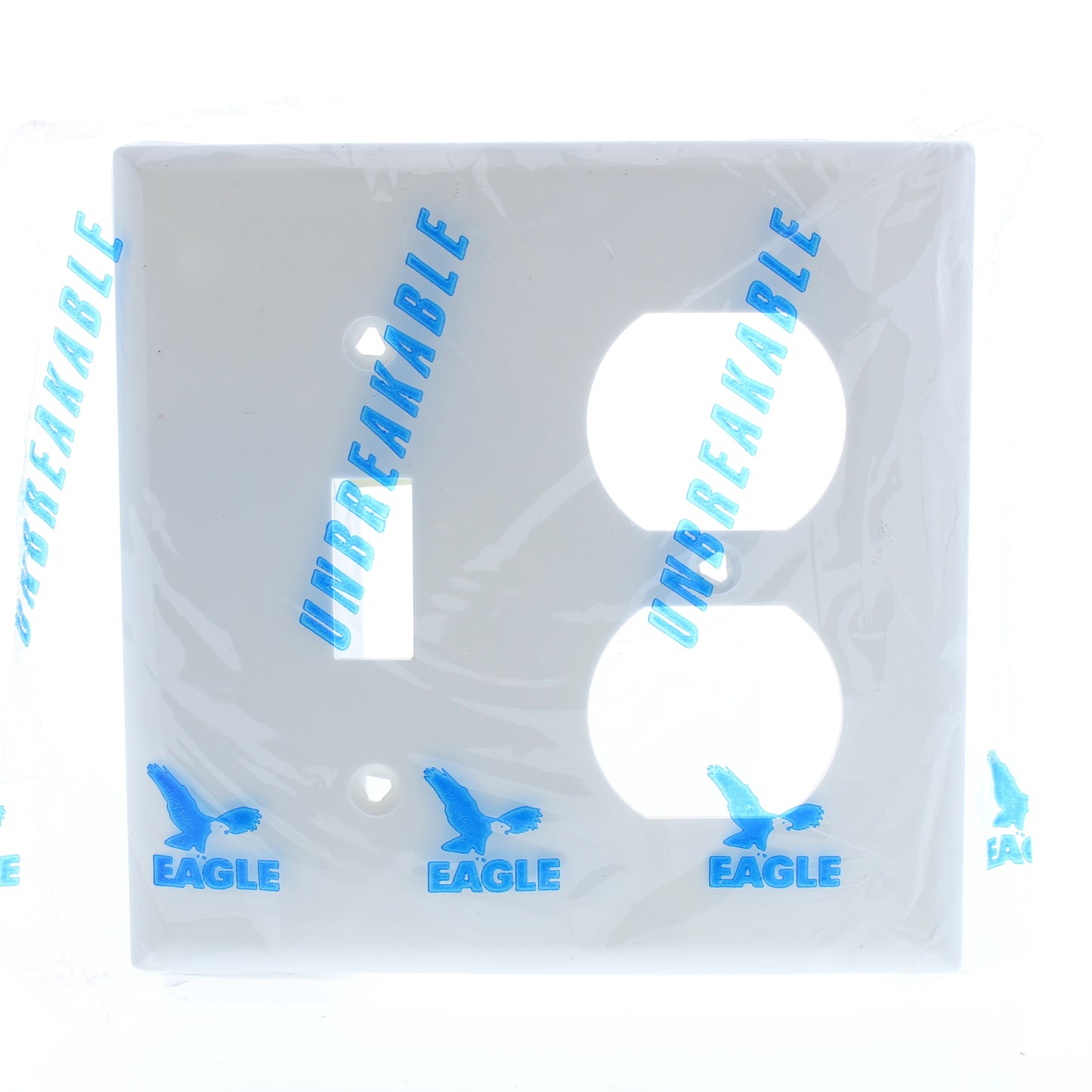 Eagle 5138W White 2-Gang Toggle Switch Duplex Outlet Unbreakable Wallplate Cover