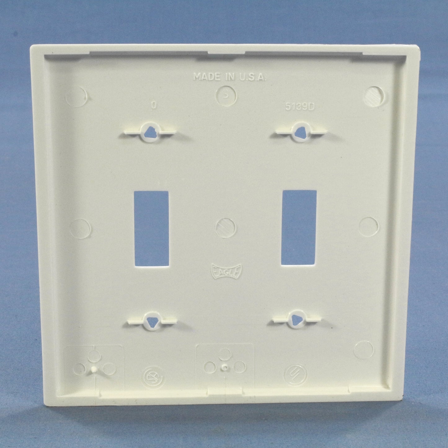 Eagle 5139W White 2-Gang Toggle Switch Unbreakable Nylon Standard Size Wallplate