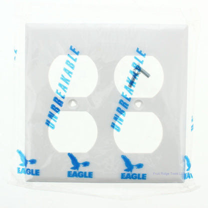 Eagle 5150W White 2-Gang Duplex Outlet Unbreakable Nylon Standard Size Wallplate