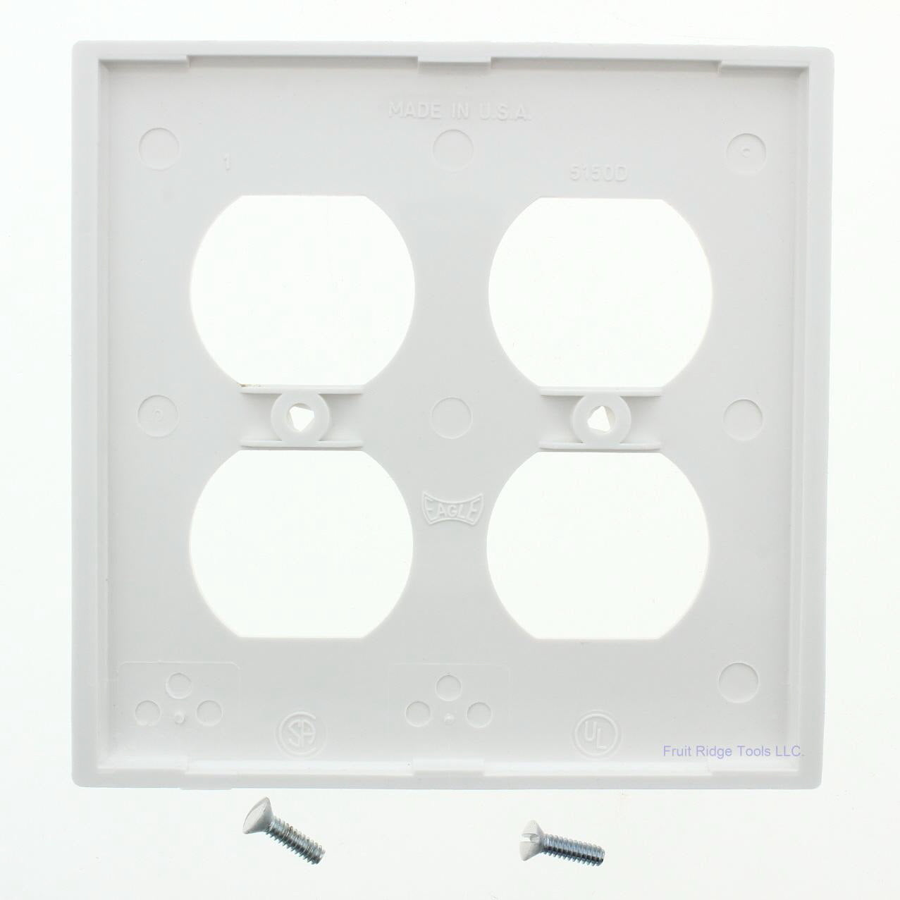 Eagle 5150W White 2-Gang Duplex Outlet Unbreakable Nylon Standard Size Wallplate