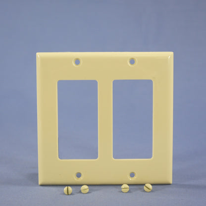 Eagle 5152V Ivory 2-Gang Decorator Unbreakable Nylon Standard Wallplate Cover