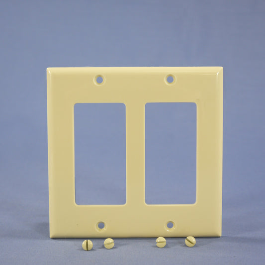 Eagle 5152V Ivory 2-Gang Decorator Unbreakable Nylon Standard Wallplate Cover