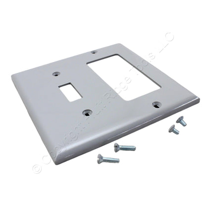 Eagle 5153GY Gray 2-Gang Toggle Light Switch Rocker Cover Nylon Wallplate Grey