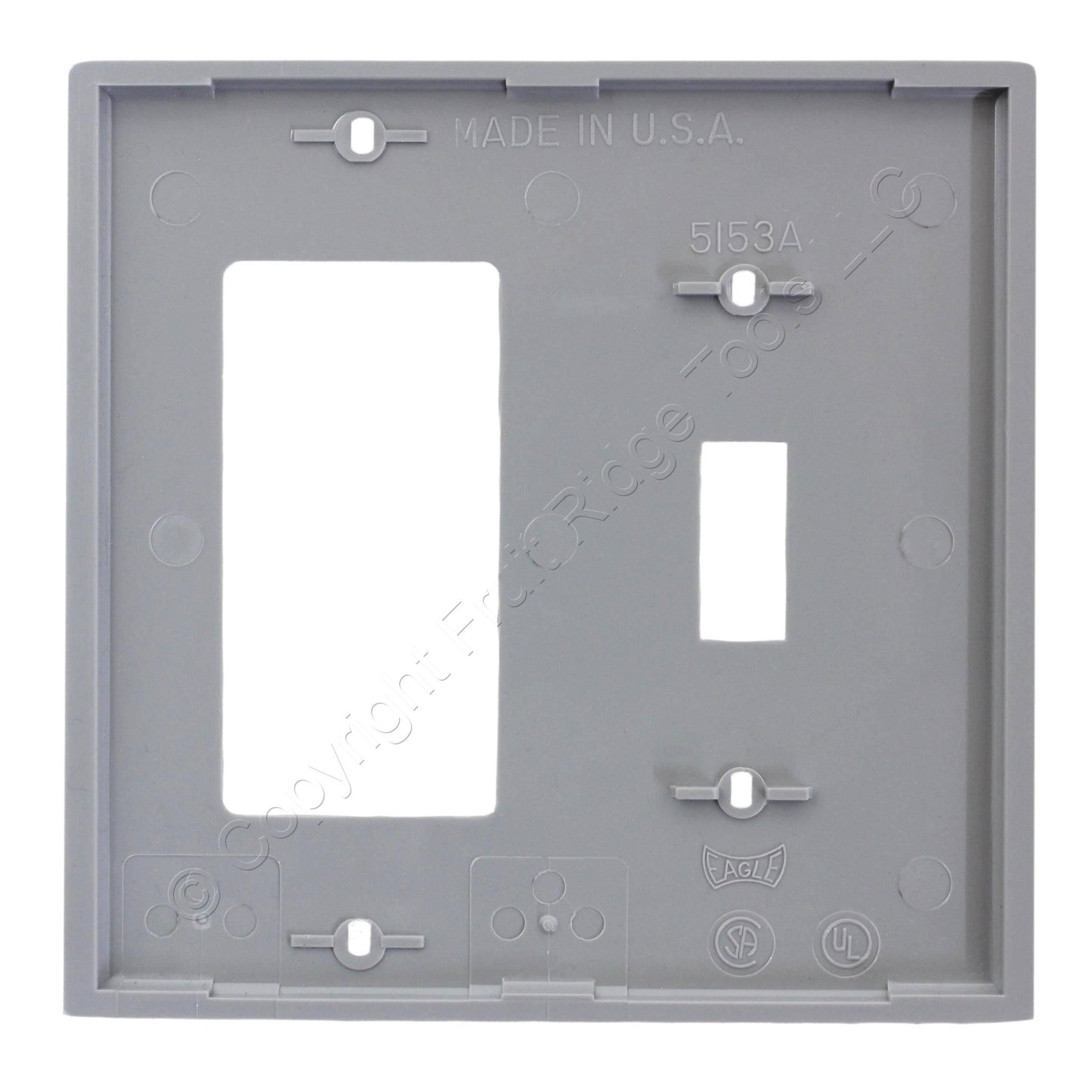 Eagle 5153GY Gray 2-Gang Toggle Light Switch Rocker Cover Nylon Wallplate Grey