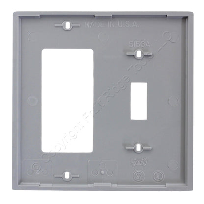 Eagle 5153GY Gray 2-Gang Toggle Light Switch Rocker Cover Nylon Wallplate Grey