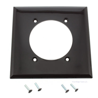 Eagle 5169B Brown 2-Gang Power Outlet 2.47" Hole Unbreakable Standard Wallplate