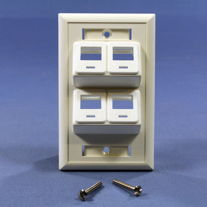 Eagle 5540ANW White 1-Gang 4-Port Data Unbreakable Standard Size Wallplate Cover