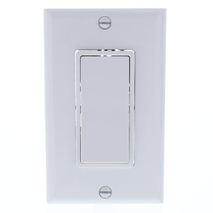 Eagle 6351W White Decorator Rocker Switch Single Pole 15A 120/277V + Wallplate