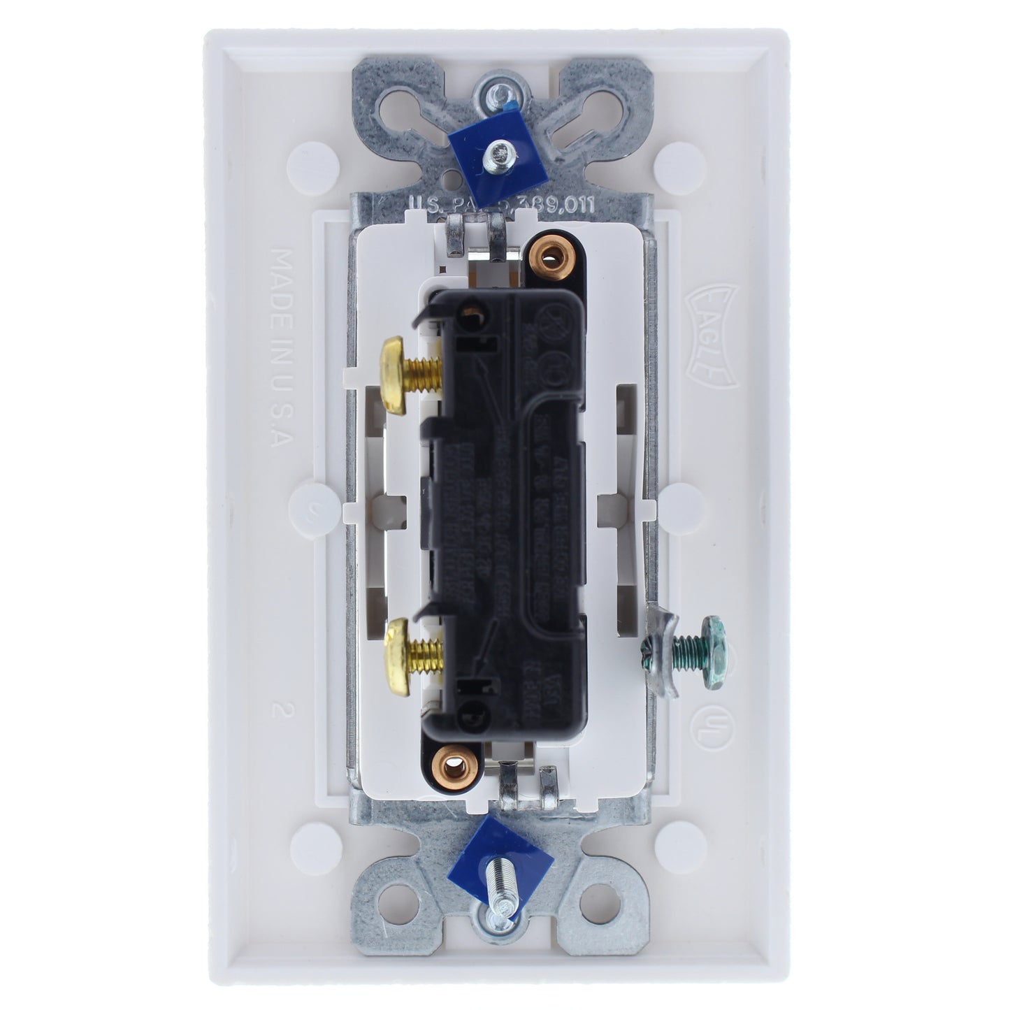 Eagle 6351W White Decorator Rocker Switch Single Pole 15A 120/277V + Wallplate