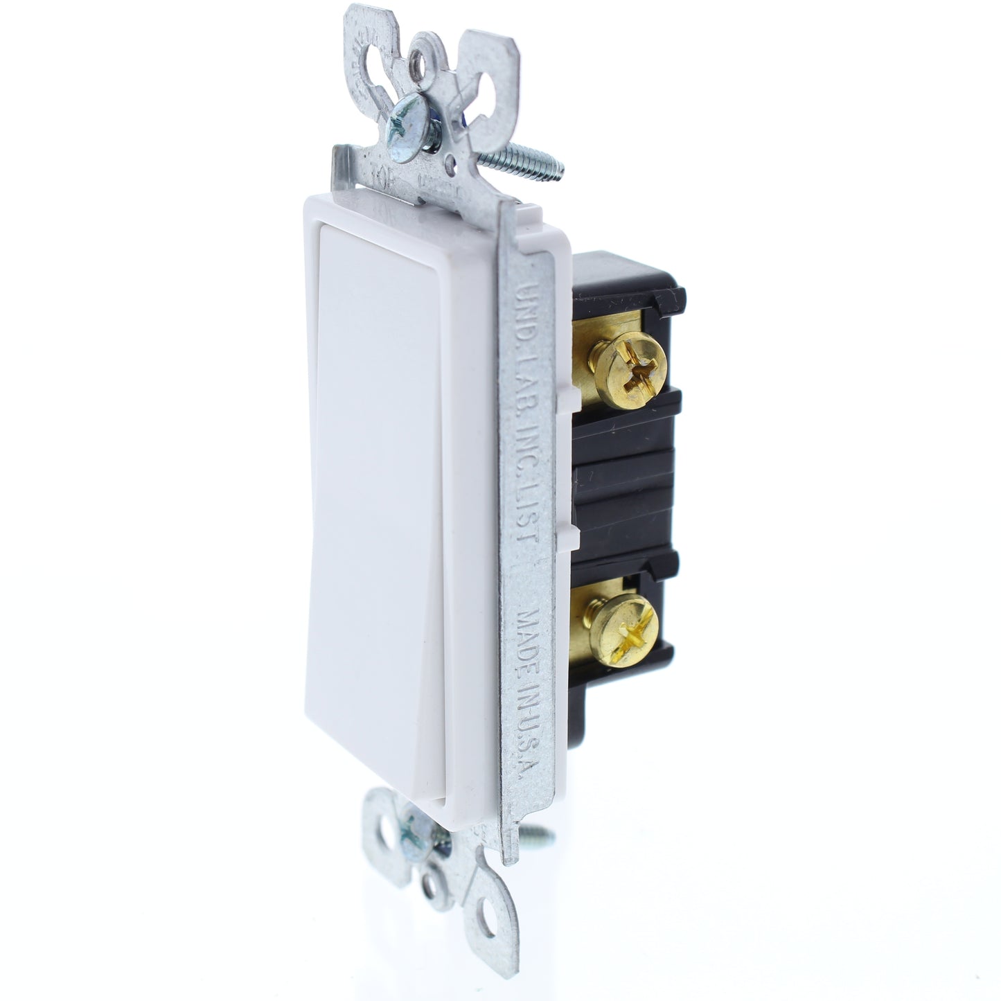 Eagle 6351W White Decorator Rocker Switch Single Pole 15A 120/277V + Wallplate