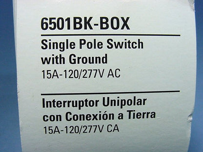 Single Pole Decorator Rocker Wall Light Switch 15A Black 120/277V Eagle 6501BK