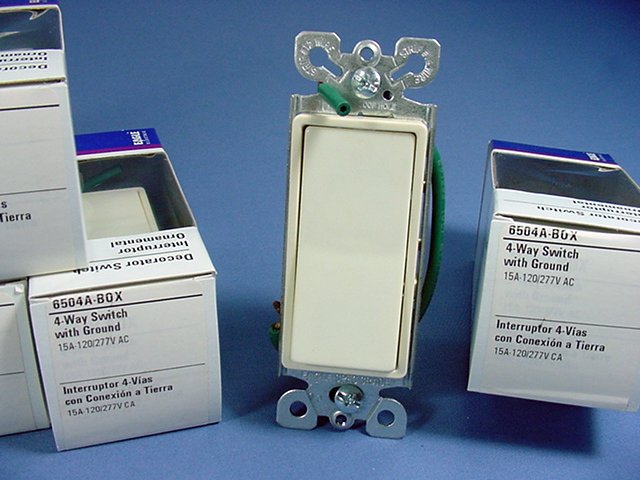 Eagle 6504A Almond Commercial Grade 4-Way Decorator Rocker Light Switch 15A 10pc
